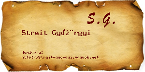 Streit Györgyi névjegykártya